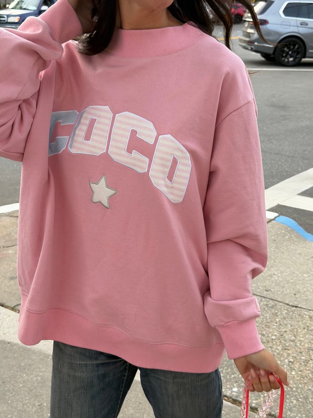 COCO MCALL Coco Girl Oversized Mock Neck Slouchy Sweatshirt